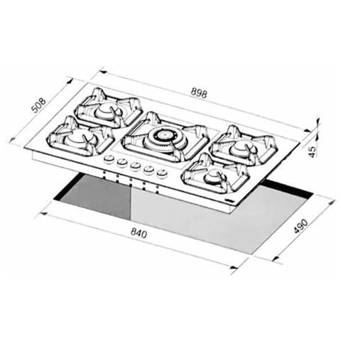 Piano Cottura 5 Fuochi in Vetro Bianco 90 cm - Foto 4