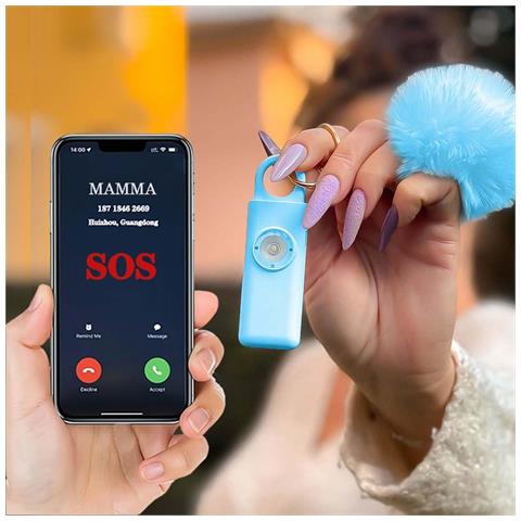 Portachiavi Allarme Antipanico, Dispositivo Antiaggressione Sos Chiamata Automatica, Invio Istantaneo Posizione Gps, Sirena 130db, Difesa Personale E Autodifesa Per Donne, Bambini E Anziani (azzurro) - Foto 1