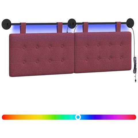 Testiera sospesa Con luce LED Rosso Vino Tessuto - Foto 1