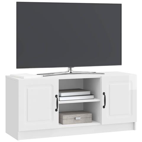 Mobile TV Bianco Lucido 102 x 34,5 x 47 cm Legno ingegnerizzato - Foto 2