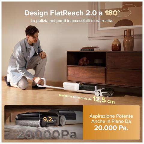 F25 GT Gen 2 Aspirapolvere e Lavapavimenti Senza Fili, 20.000 Pa di Potenza, Tecnologia Lay-Flat 180° per Pulire Sotto ai Mobili, Stazione di Autopulizia a 90°C con Asciugatura, Spazzola Anti-Capelli - Foto 2