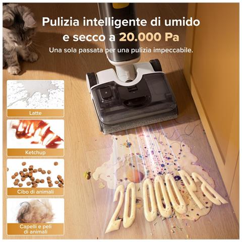 F25 GT Gen 2 Aspirapolvere e Lavapavimenti Senza Fili, 20.000 Pa di Potenza, Tecnologia Lay-Flat 180° per Pulire Sotto ai Mobili, Stazione di Autopulizia a 90°C con Asciugatura, Spazzola Anti-Capelli - Foto 8