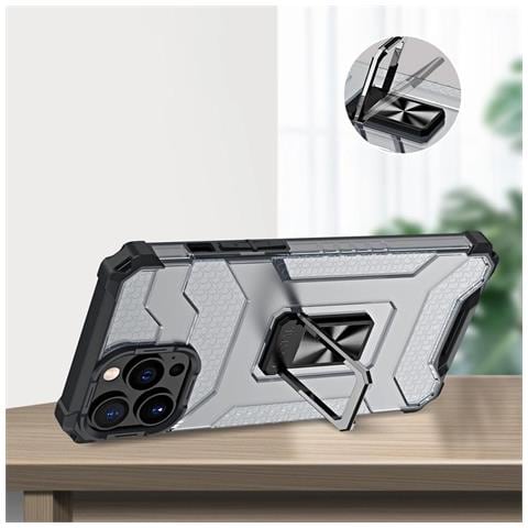 Custodia Crystal Ring Con Supporto Kickstand Resistente E Robusta Per Iphone 13 Pro Blu - Foto 2