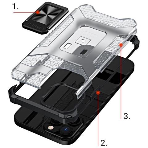 Custodia Crystal Ring Con Supporto Kickstand Resistente E Robusta Per Iphone 13 Pro Blu - Foto 7