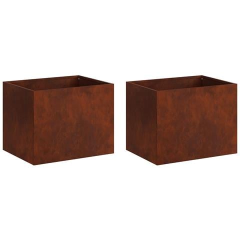 Vaso da giardino 2 pz Ruggine 40 x 30 x 30 cm Acciaio Corten - Foto 1
