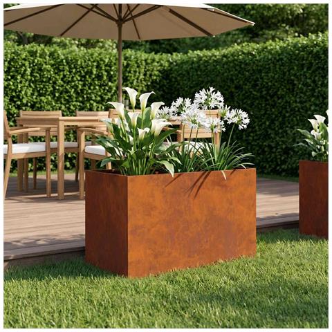 Vaso da giardino Ruggine 60 x 40 x 40 cm Acciaio Corten - Foto 2
