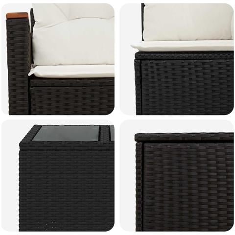 Set di divani 8 pz Nero e Bianco Crema - Foto 2