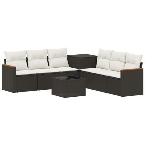 Set di divani 8 pz Nero e Bianco Crema - Foto 1