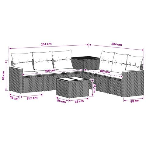 Set di divani 8 pz Nero e Bianco Crema - Foto 10