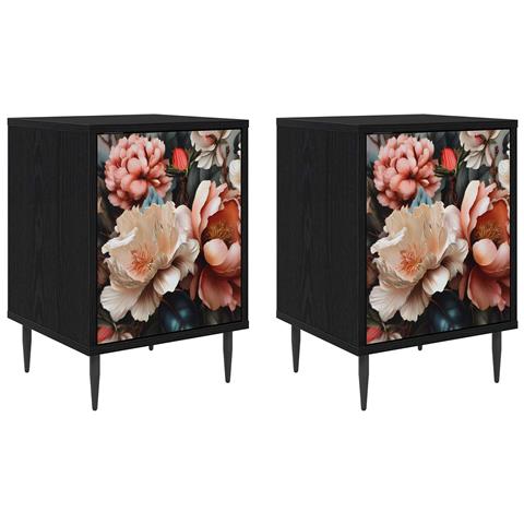 Armadio da Notte BORNE 2 pz Rovere Nero 36 x 33 x 51 cm - Foto 1