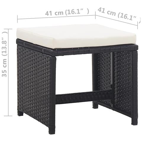 33 Pezzi Set Da Pranzo Esterno Polyrattan Nero - Foto 2