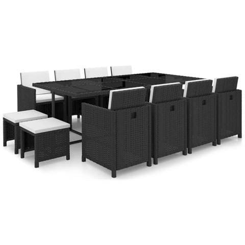 33 Pezzi Set Da Pranzo Esterno Polyrattan Nero - Foto 1