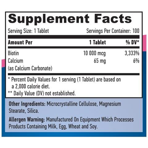 Biotin Maximum Strength 10,000 Mcg. - 100 Tabs - Biotina Concentrata - Foto 4