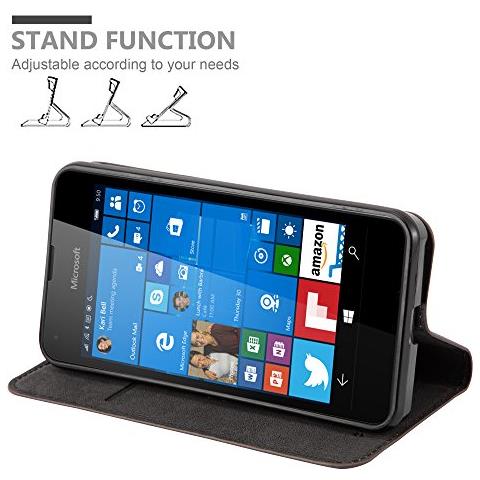 Custodia Compatibile Con Nokia Lumia 550 In Bruno Caffè - Coperchio Protettiva Con Chiusura Magnetica, Funzione Stand E Tasca Per Le Carte - Foto 2