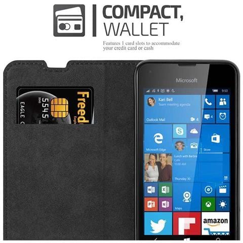 Custodia Compatibile Con Nokia Lumia 550 In Bruno Caffè - Coperchio Protettiva Con Chiusura Magnetica, Funzione Stand E Tasca Per Le Carte - Foto 9