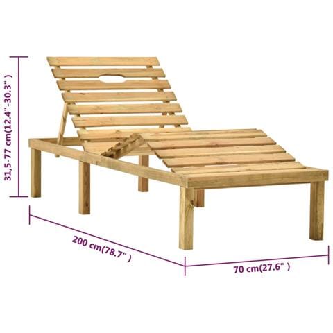 Lettino Prendisole da Giardino in Legno di Pino Impregnato - Foto 7