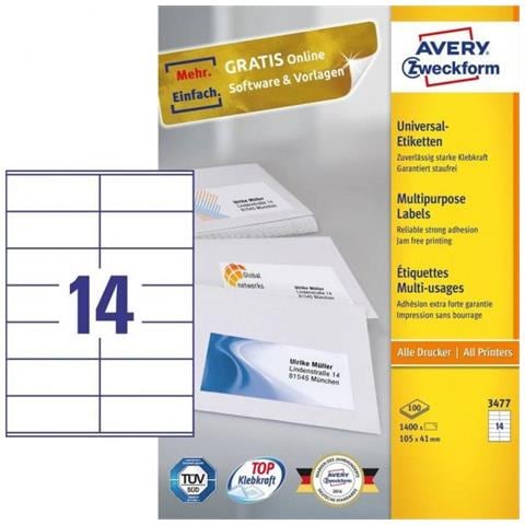 3477 Etichetta Autoadesiva Rettangolo Permanente Bianco 1400 Pz - Foto 2