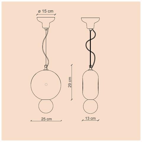 Sospensione Vintage Decò Bumbum 1 Elemento Ceramica Gialla 1 Luce E27 - Foto 4