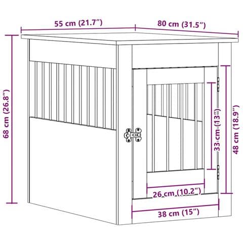 Gabbia Cani Da Arredamento Grigio Sonoma 55x80x68cm Multistrato - Foto 10
