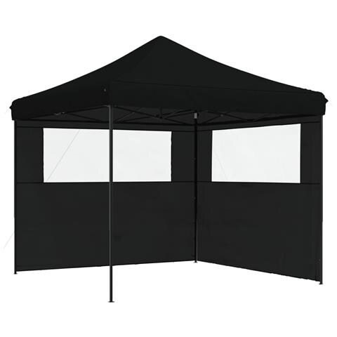 Tendone Per Feste Pieghevole Pop-up Con 2 Pareti Nero - Foto 2