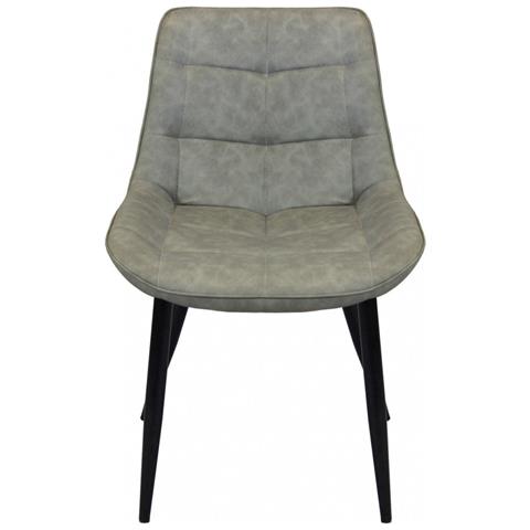 Sedia Larga Da Interno Sala Da Pranzo Con Struttura In Metallo E Seduta Morbida Rivestita In Ecopelle No Arm - Tan - Foto 1