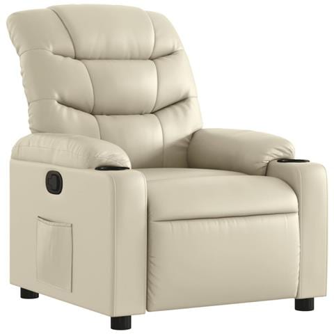 Poltrona Reclinabile Crema In Similpelle - Foto 1
