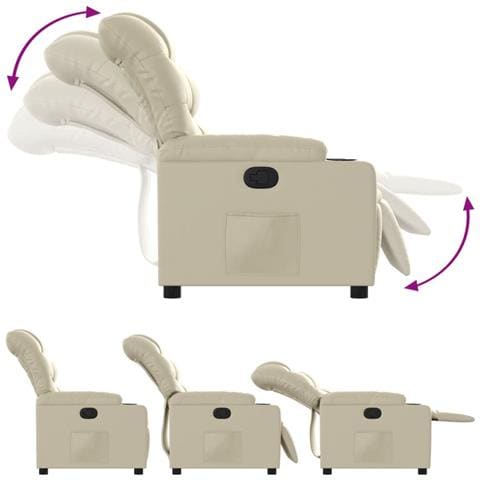 Poltrona Reclinabile Crema In Similpelle - Foto 2