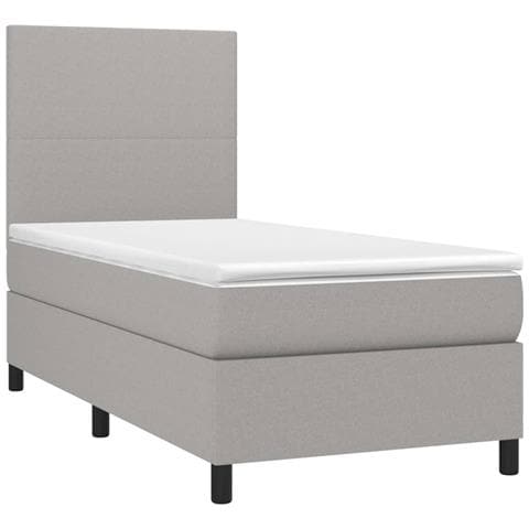 Letto A Molle Materasso E Led Grigio Chiaro 80x200 Cm Tessuto - Foto 2