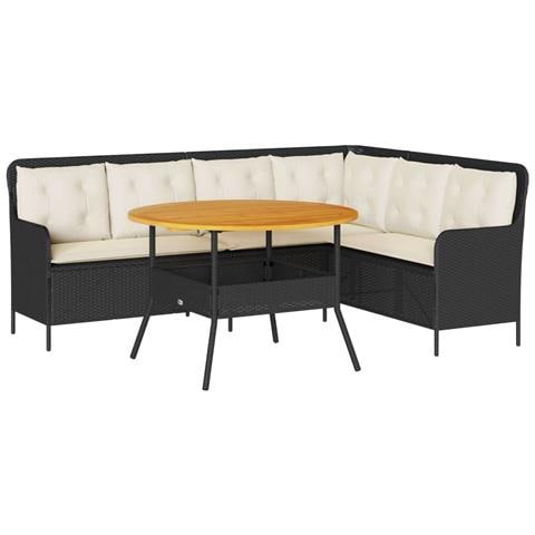 Set Divani Da Giardino 2 Pz Con Cuscini In Polyrattan Nero - Foto 1