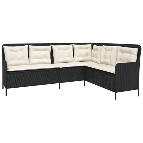 Set Divani Da Giardino 2 Pz Con Cuscini In Polyrattan Nero - Foto 2