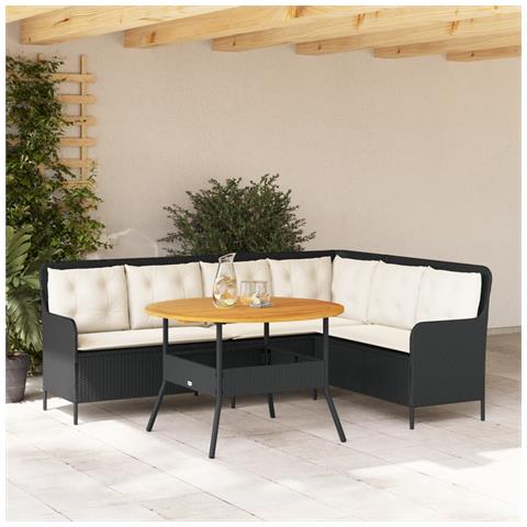 Set Divani Da Giardino 2 Pz Con Cuscini In Polyrattan Nero - Foto 7