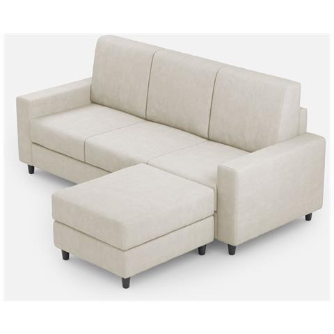 Divano Sakar 3 Posti (tre Sedute Da 60cm) + Pouf Misure Esterne L. 208 P. 155 Colore Latte - Foto 1