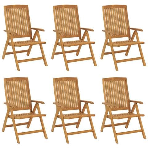 Sedie da Giardino Reclinabili con Cuscini 6 pz in Legno di Teak - Foto 2