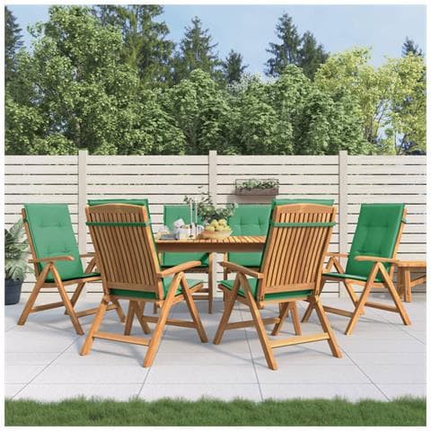 Sedie da Giardino Reclinabili con Cuscini 6 pz in Legno di Teak - Foto 10