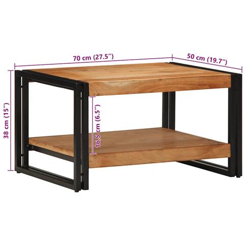 Tavolino da Salotto 70x50x38 cm Legno Massello di Acacia - Foto 2