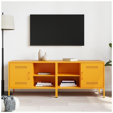 Mobili Tv 2 Pz Giallo Senape 68x39x50,5 Cm In Acciaio - Foto 3