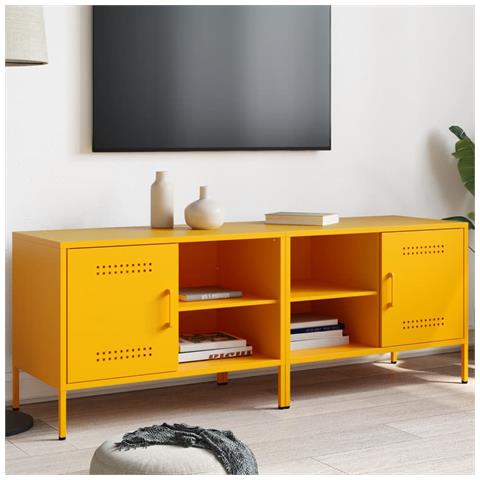 Mobili Tv 2 Pz Giallo Senape 68x39x50,5 Cm In Acciaio - Foto 1