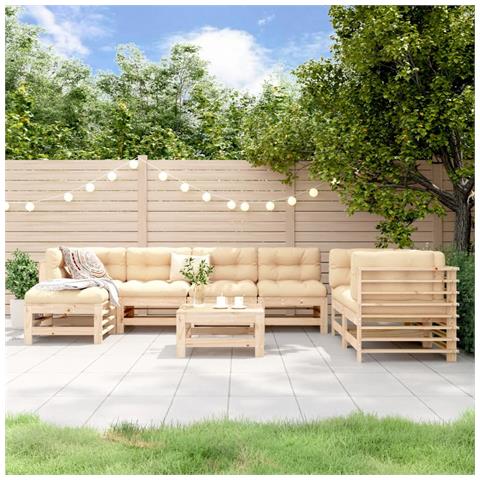 Set Salotto Da Giardino 8 Pz In Legno Massello Di Pino - Foto 1