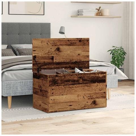 Cassapanca Legno Antico 84x42x46 Cm In Legno Ingegnerizzato - Foto 3