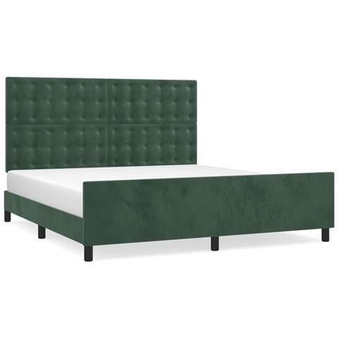 Giroletto Senza Materasso Verde Scuro 160x200 Cm In Velluto - Foto 2