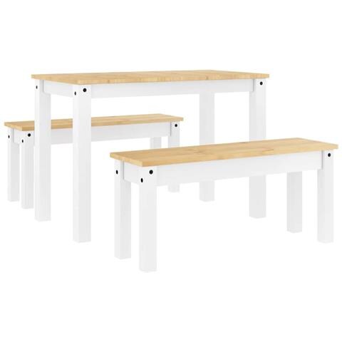 Set Da Pranzo 3 Pz Panama Bianco In Legno Massello Di Pino - Foto 2