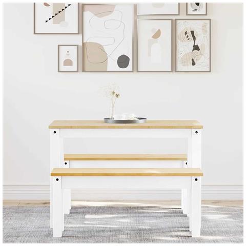 Set Da Pranzo 3 Pz Panama Bianco In Legno Massello Di Pino - Foto 3