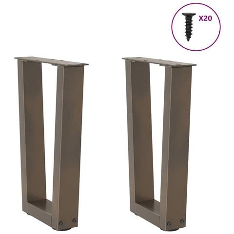 Gambe Per Tavolo Pranzo A V 2pz Naturale 38x(42-43,3)cm Acciaio - Foto 3