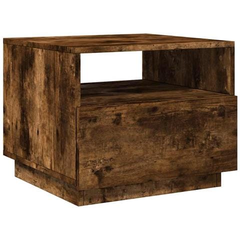 Lusso Casadino -  Tavolino Da Soggiorno Con Luci Led Rovere Fumo 50x49x40 Cm - Foto 2