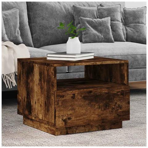 Lusso Casadino -  Tavolino Da Soggiorno Con Luci Led Rovere Fumo 50x49x40 Cm - Foto 8