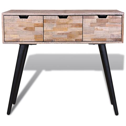 Lusso Casadino -  Tavolo Consolle Con 3 Cassetti In Legno Di Recupero Di Teak - Foto 1
