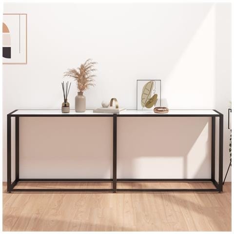 Lusso Casadino -  Tavolo Consolle Marmo Bianco 180x35x75,5 Cm In Vetro Temperato - Foto 8