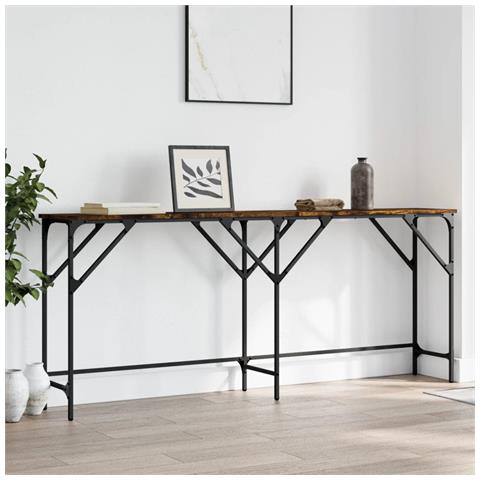 Tavolo Consolle Rovere Fumo 180x29x75 Cm In Legno Multistrato - Foto 2