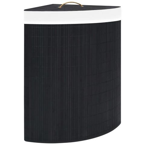 Cesto Portabiancheria Angolare In Bambù Nero 60 L - Foto 2