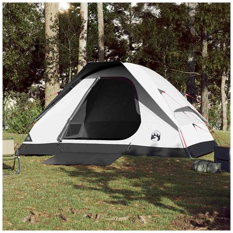 Tenda Campeggio a Cupola 4 Persone Bianca Tessuto Impermeabile - Foto 2